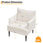 Fauteuil d'appoint moderne en velours côtelé, accoudoirs rembourrés, fauteuil compact tapissé avec pieds en métal, capacité de 136 kg pour salon ou chambre à coucher
