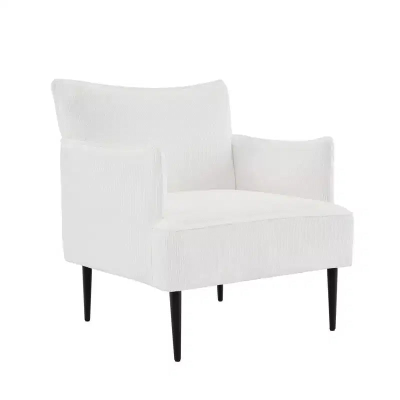 Fauteuil d'appoint moderne en velours côtelé, accoudoirs rembourrés, fauteuil compact tapissé avec pieds en métal, capacité de 136 kg pour salon ou chambre à coucher