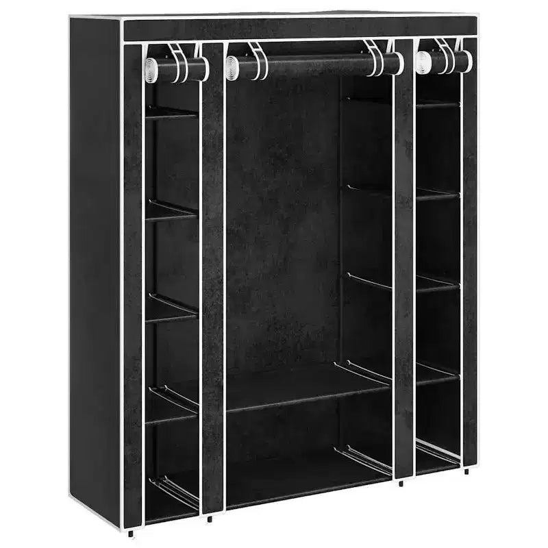 vidaXL Armoire noire en tissu non-tissé et fer, armoire en tissu pliable