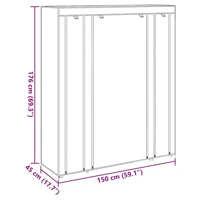 vidaXL Armoire noire en tissu non-tissé et fer, armoire en tissu pliable