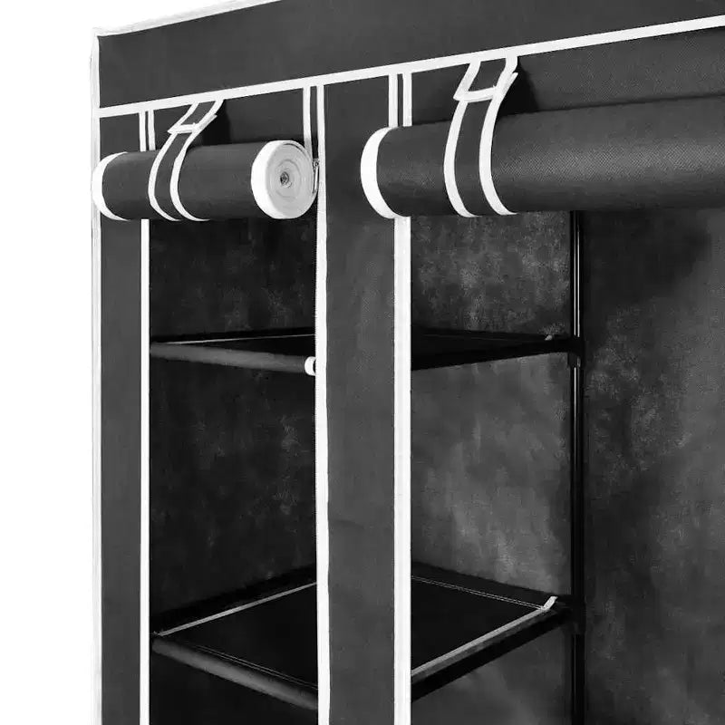 vidaXL Armoire noire en tissu non-tissé et fer, armoire en tissu pliable