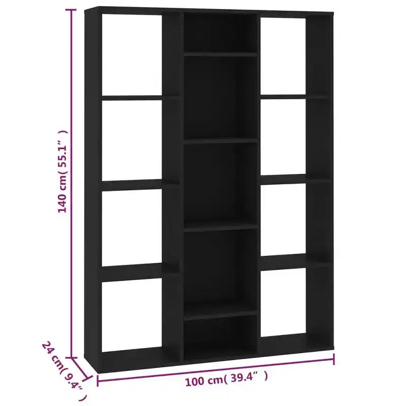 vidaXL Cloison de séparation/Bibliothèque Noir 100x24x140 cm Bois d'ingénierie