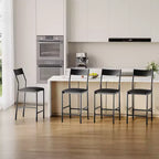 Tabourets de bar modernes en cuir PU, hauteur comptoir de 61 cm, dossier incurvé et repose-pieds, rembourrés, capacité de 136 kg pour la maison ou le bureau