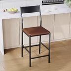 Tabourets de bar modernes en cuir PU, hauteur comptoir de 61 cm, dossier incurvé et repose-pieds, rembourrés, capacité de 136 kg pour la maison ou le bureau