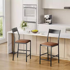 Tabourets de bar modernes en cuir PU, hauteur comptoir de 61 cm, dossier incurvé et repose-pieds, rembourrés, capacité de 136 kg pour la maison ou le bureau