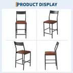 Tabourets de bar modernes en cuir PU, hauteur comptoir de 61 cm, dossier incurvé et repose-pieds, rembourrés, capacité de 136 kg pour la maison ou le bureau