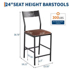 Tabourets de bar modernes en cuir PU, hauteur comptoir de 61 cm, dossier incurvé et repose-pieds, rembourrés, capacité de 136 kg pour la maison ou le bureau