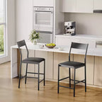 Tabourets de bar modernes en cuir PU, hauteur comptoir de 61 cm, dossier incurvé et repose-pieds, rembourrés, capacité de 136 kg pour la maison ou le bureau