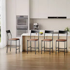 Tabourets de bar modernes en cuir PU, hauteur comptoir de 61 cm, dossier incurvé et repose-pieds, rembourrés, capacité de 136 kg pour la maison ou le bureau