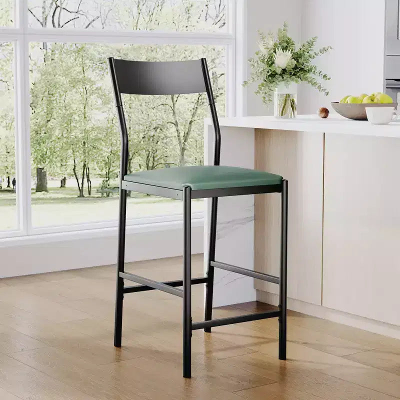 Tabourets de bar modernes en cuir PU, hauteur comptoir de 61 cm, dossier incurvé et repose-pieds, rembourrés, capacité de 136 kg pour la maison ou le bureau