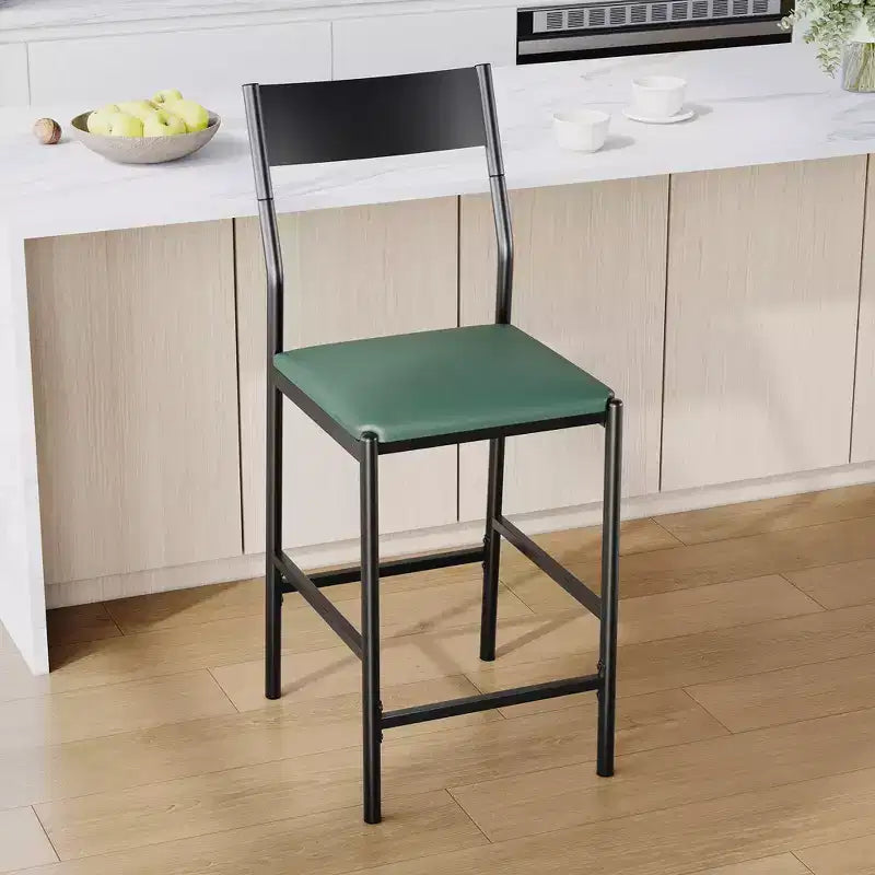 Tabourets de bar modernes en cuir PU, hauteur comptoir de 61 cm, dossier incurvé et repose-pieds, rembourrés, capacité de 136 kg pour la maison ou le bureau