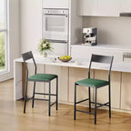 Tabourets de bar modernes en cuir PU, hauteur comptoir de 61 cm, dossier incurvé et repose-pieds, rembourrés, capacité de 136 kg pour la maison ou le bureau