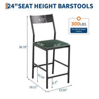 Tabourets de bar modernes en cuir PU, hauteur comptoir de 61 cm, dossier incurvé et repose-pieds, rembourrés, capacité de 136 kg pour la maison ou le bureau