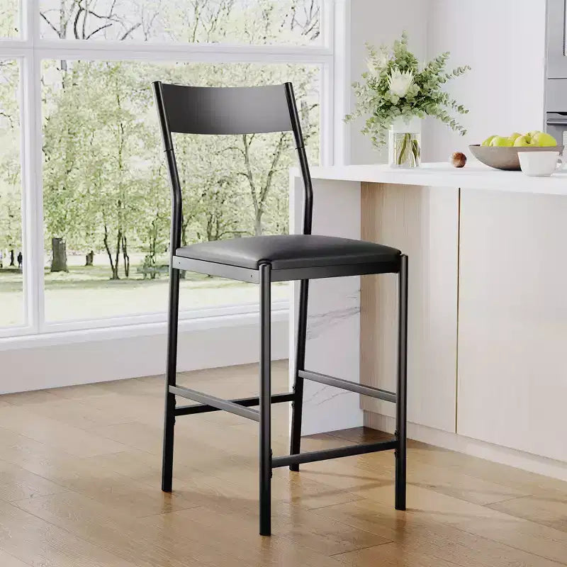 Tabourets de bar modernes en cuir PU, hauteur comptoir de 61 cm, dossier incurvé et repose-pieds, rembourrés, capacité de 136 kg pour la maison ou le bureau