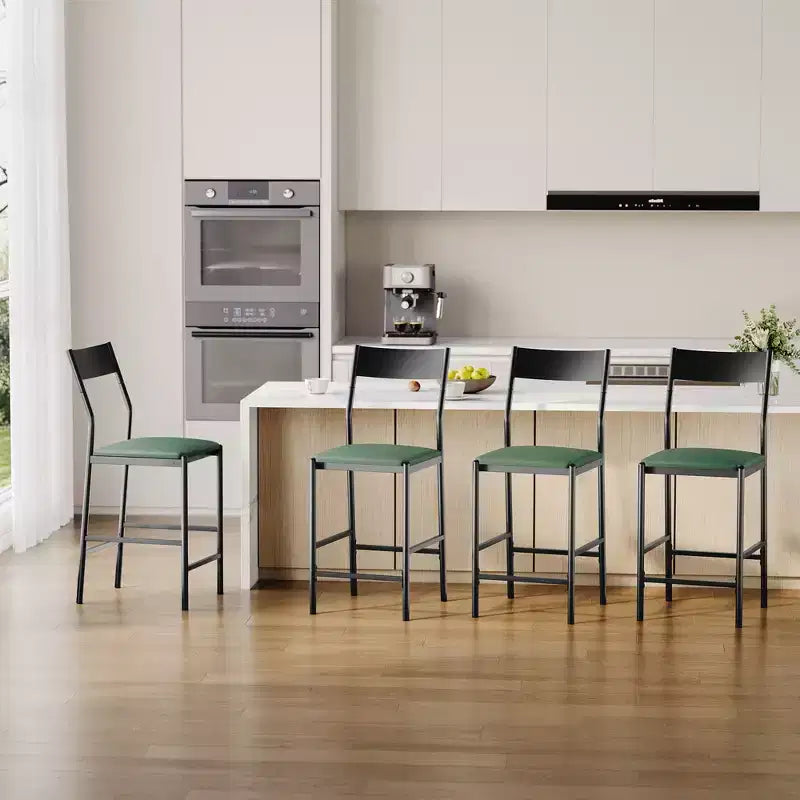 Tabourets de bar modernes en cuir PU, hauteur comptoir de 61 cm, dossier incurvé et repose-pieds, rembourrés, capacité de 136 kg pour la maison ou le bureau