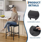 Tabourets de bar modernes en cuir PU, hauteur comptoir de 61 cm, dossier incurvé et repose-pieds, rembourrés, capacité de 136 kg pour la maison ou le bureau
