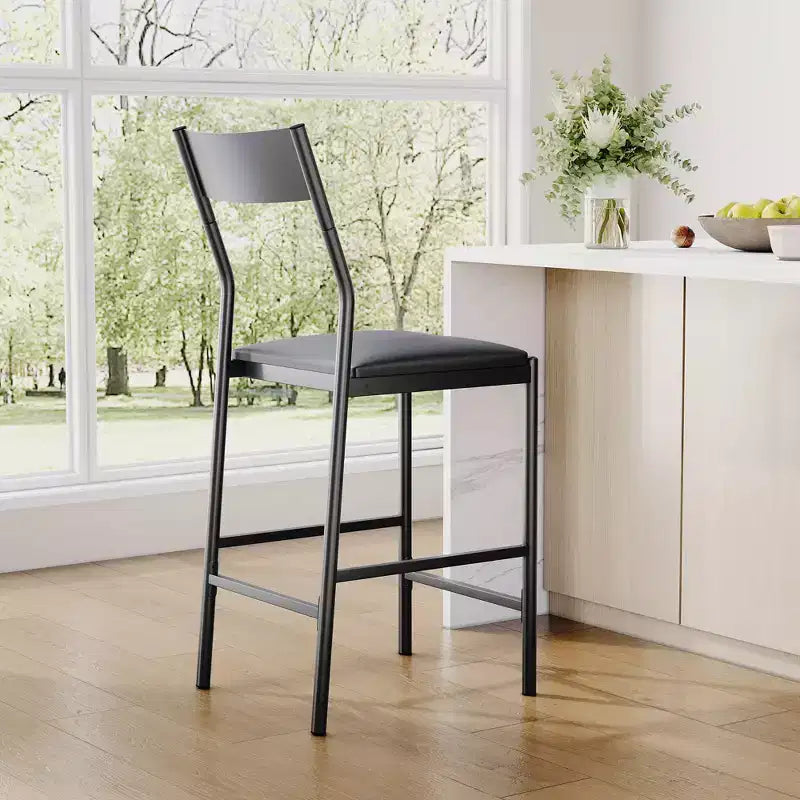 Tabourets de bar modernes en cuir PU, hauteur comptoir de 61 cm, dossier incurvé et repose-pieds, rembourrés, capacité de 136 kg pour la maison ou le bureau