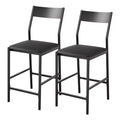 Modern PU Leather Bar Stools  24'' Counter Height, Curved Backrest & Footrest, Upholstered, 300 lb Capacity for Home Office