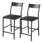 Modern PU Leather Bar Stools  24'' Counter Height, Curved Backrest & Footrest, Upholstered, 300 lb Capacity for Home Office