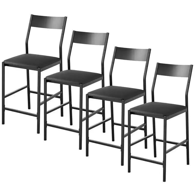Tabourets de bar modernes en cuir PU, hauteur comptoir de 61 cm, dossier incurvé et repose-pieds, rembourrés, capacité de 136 kg pour la maison ou le bureau
