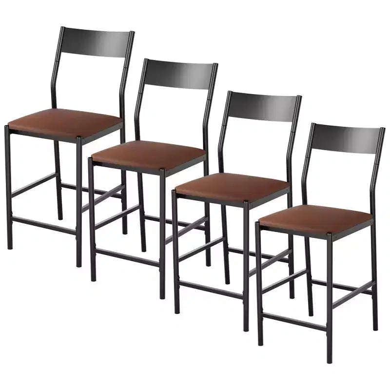 Tabourets de bar modernes en cuir PU, hauteur comptoir de 61 cm, dossier incurvé et repose-pieds, rembourrés, capacité de 136 kg pour la maison ou le bureau