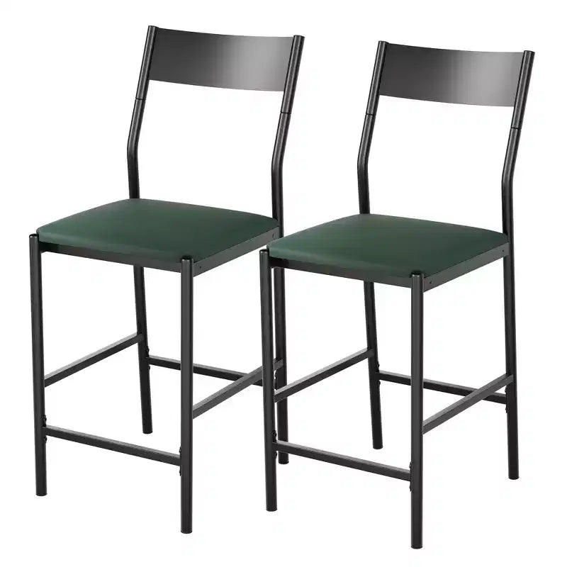 Tabourets de bar modernes en cuir PU, hauteur comptoir de 61 cm, dossier incurvé et repose-pieds, rembourrés, capacité de 136 kg pour la maison ou le bureau