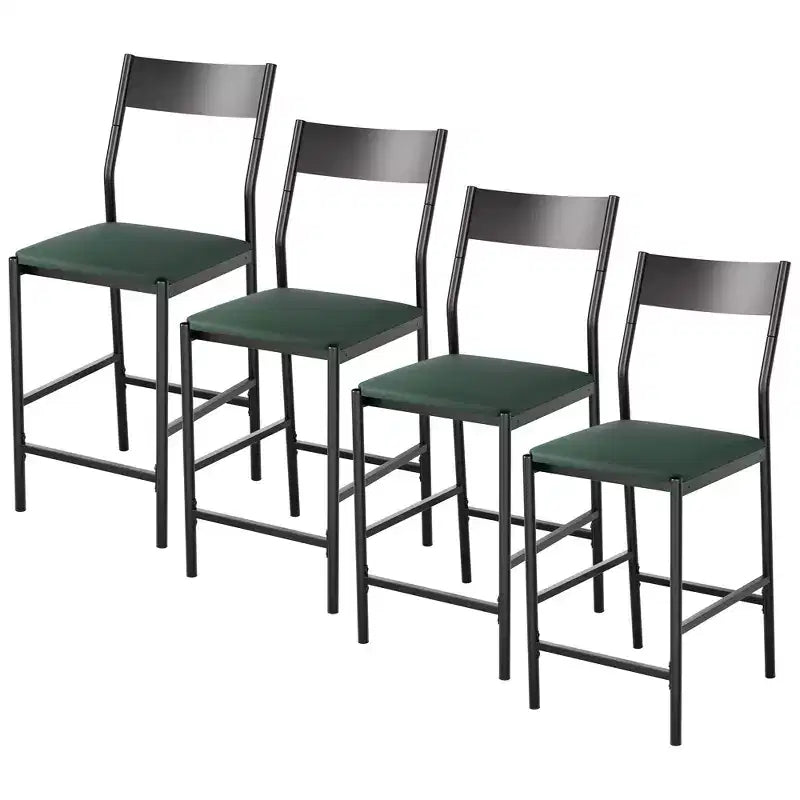Tabourets de bar modernes en cuir PU, hauteur comptoir de 61 cm, dossier incurvé et repose-pieds, rembourrés, capacité de 136 kg pour la maison ou le bureau