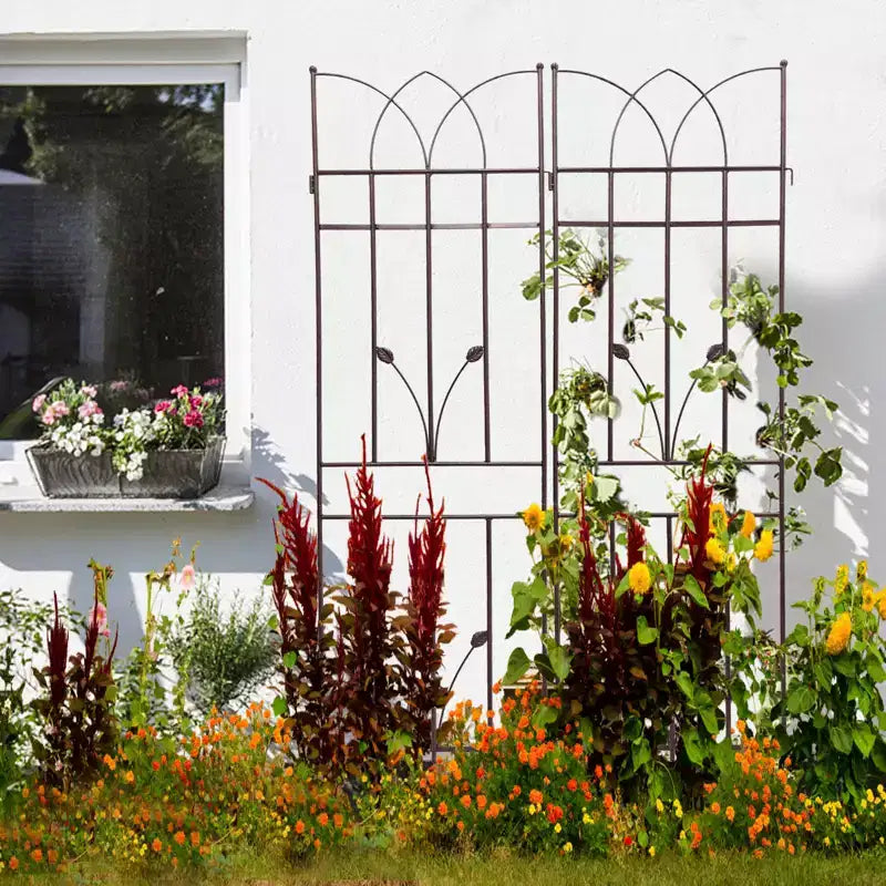 MAYEERTY Lot de 2 treillis de jardin en métal marron antirouille de 180 x 45 cm pour plantes grimpantes