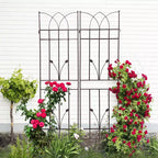 MAYEERTY Lot de 2 treillis de jardin en métal marron antirouille de 180 x 45 cm pour plantes grimpantes
