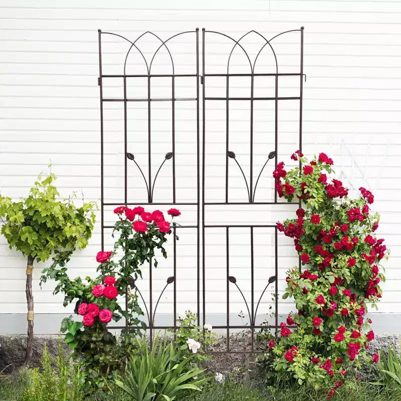 MAYEERTY Lot de 2 treillis de jardin en métal marron antirouille de 180 x 45 cm pour plantes grimpantes