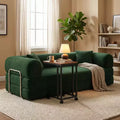 FurnitureR Convertible Sofa Bed with Rolling Side Table Set, Modern Corduroy Couch with Movable Snack Table for Living Room, Apartment, Small Space