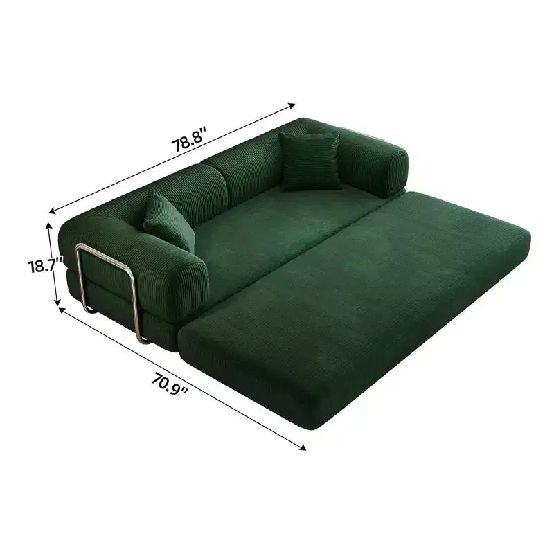 Canapé-lit convertible FurnitureR avec ensemble table d'appoint roulante, canapé moderne en velours côtelé avec table de collation mobile pour salon, appartement, petit espace