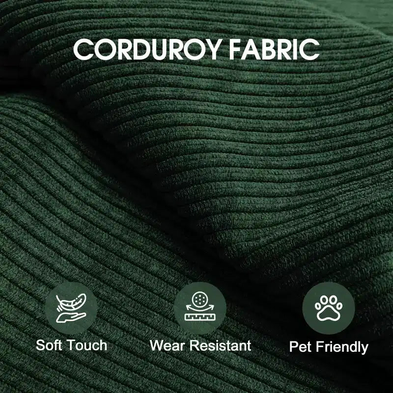 Canapé-lit convertible FurnitureR avec ensemble table d'appoint roulante, canapé moderne en velours côtelé avec table de collation mobile pour salon, appartement, petit espace
