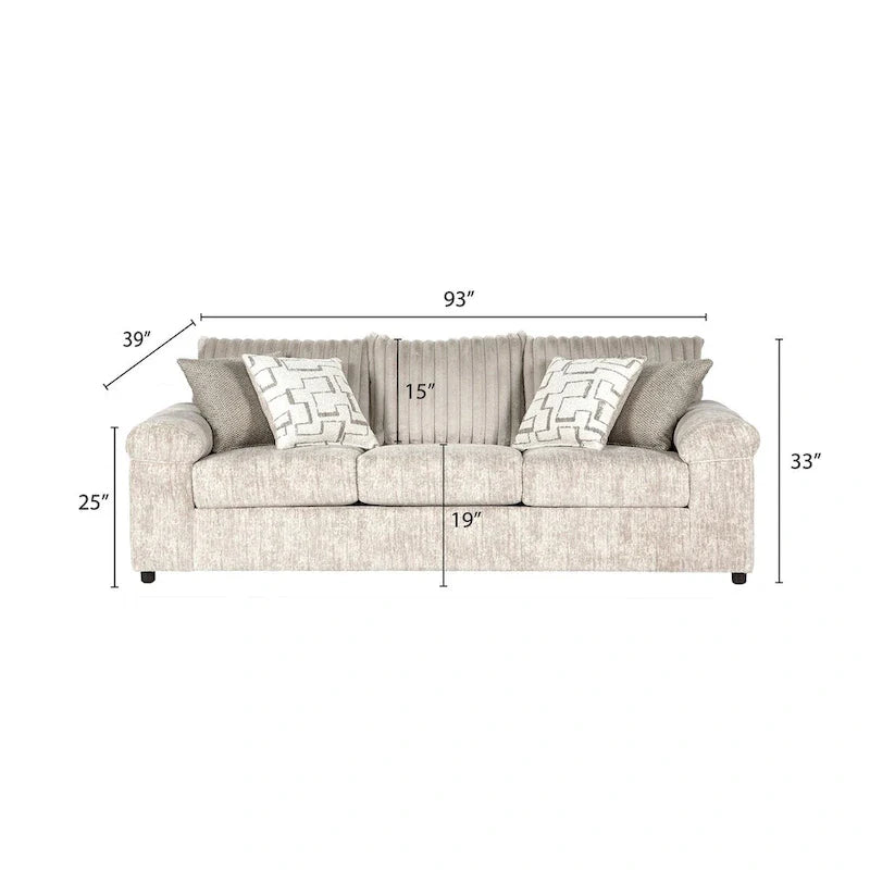 Ensemble canapé, causeuse et fauteuil câlin en velours côtelé à grosses côtes Nason de Roundhill Furniture