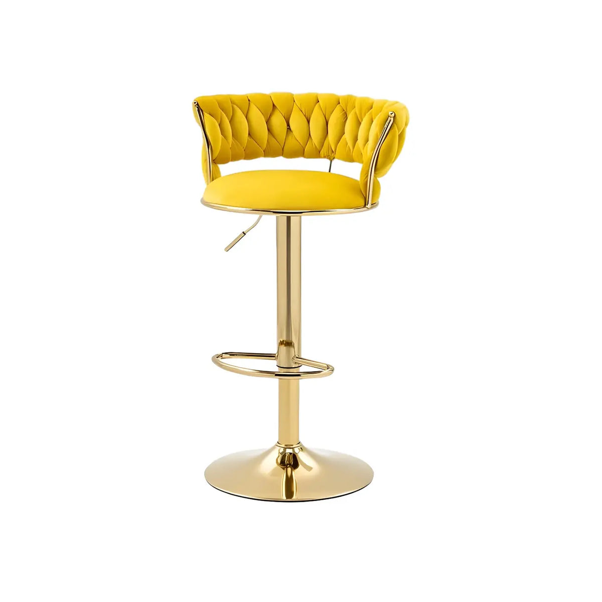 Tabouret de bar réglable pivotant à dossier bas et base dorée