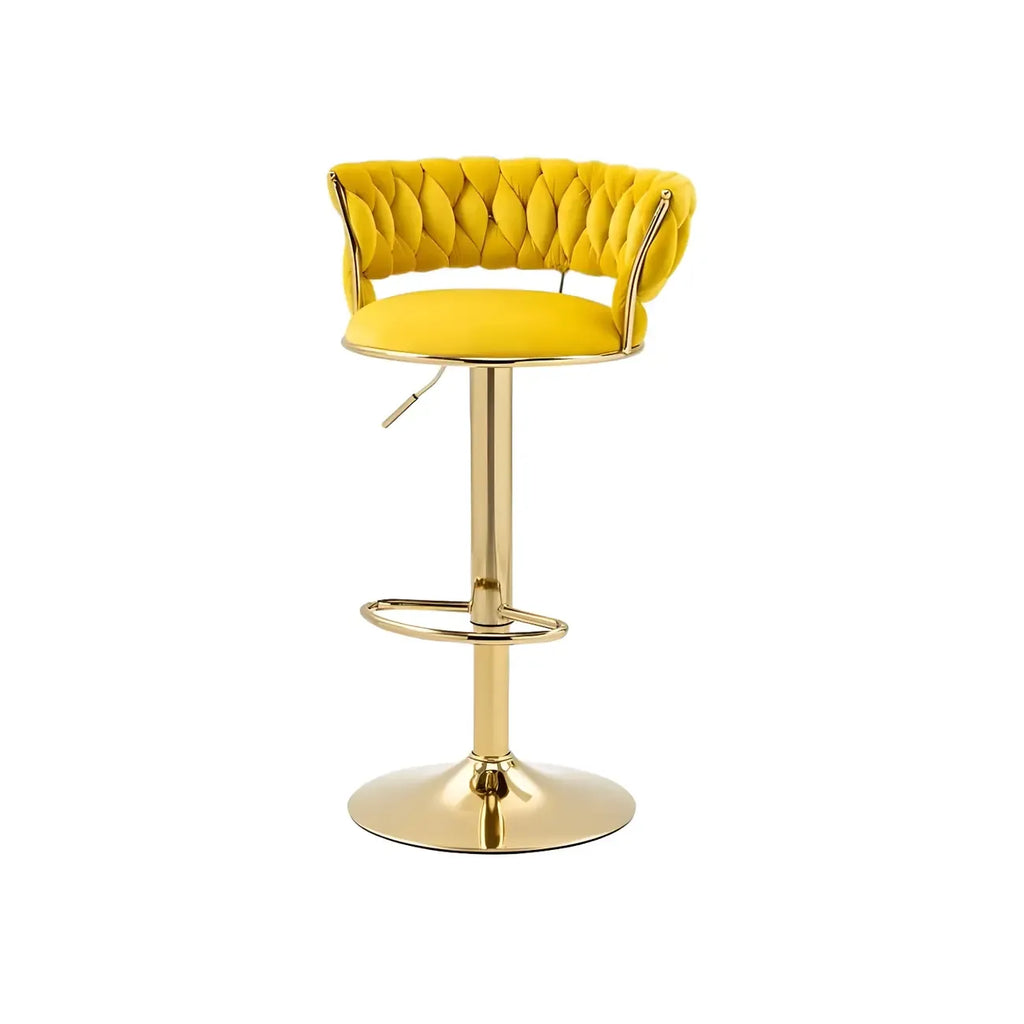 Tabouret de bar réglable pivotant à dossier bas et base dorée