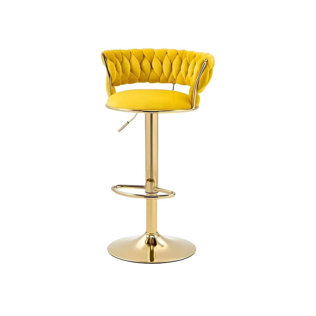 Tabouret de bar réglable pivotant à dossier bas et base dorée