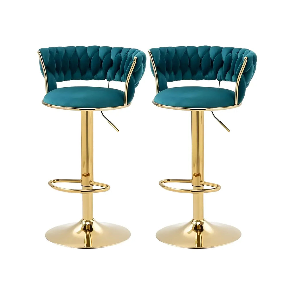 Tabouret de bar réglable pivotant à dossier bas et base dorée