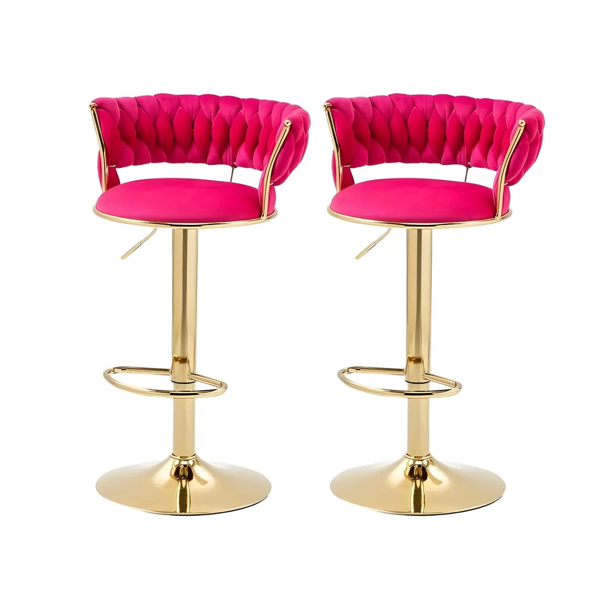 Tabouret de bar réglable pivotant à dossier bas et base dorée
