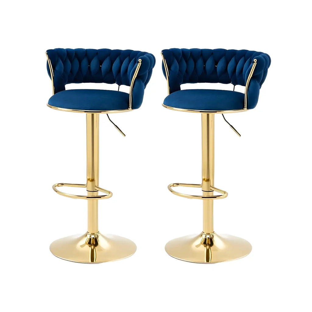 Tabouret de bar réglable pivotant à dossier bas et base dorée