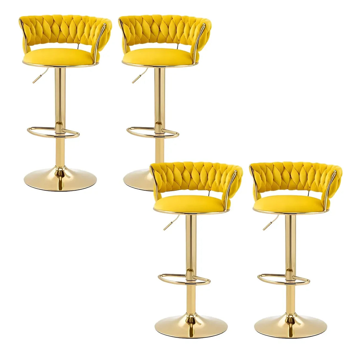 Tabouret de bar réglable pivotant à dossier bas et base dorée