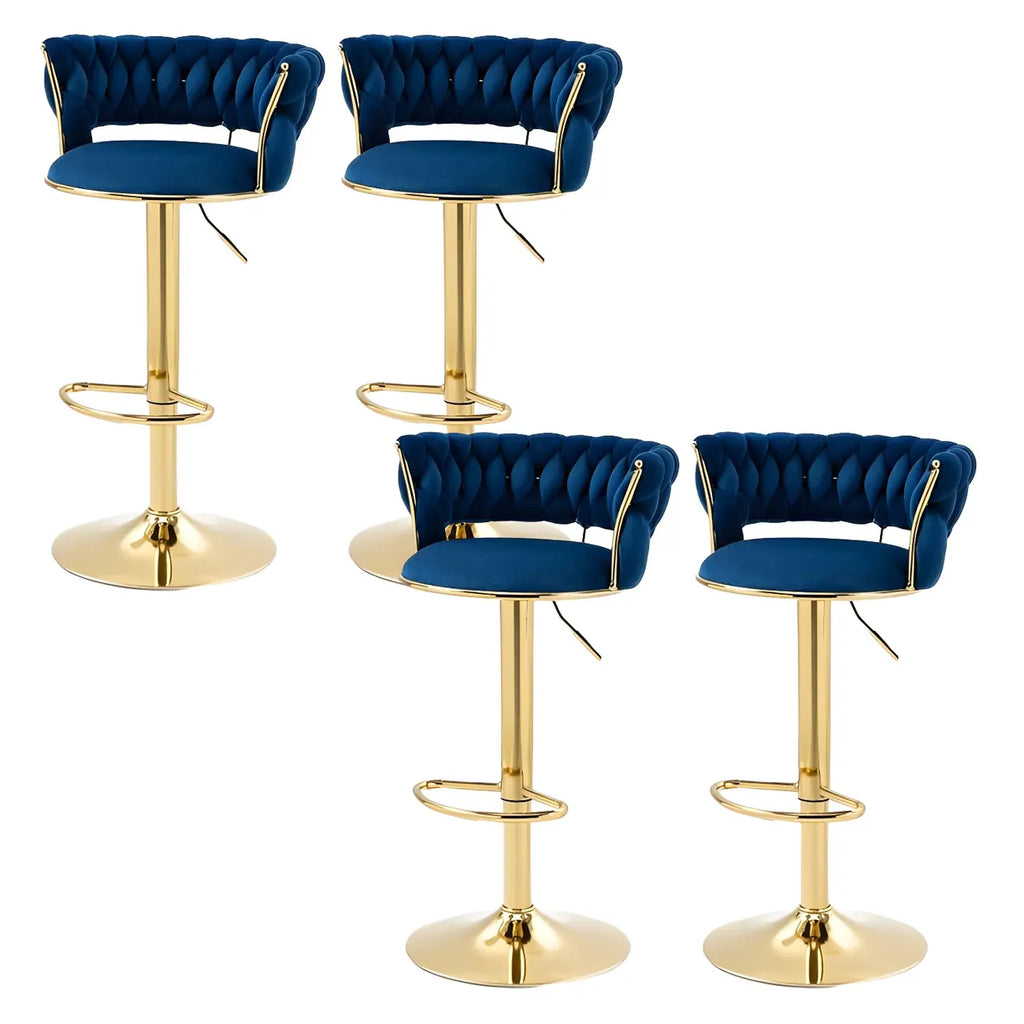 Tabouret de bar réglable pivotant à dossier bas et base dorée