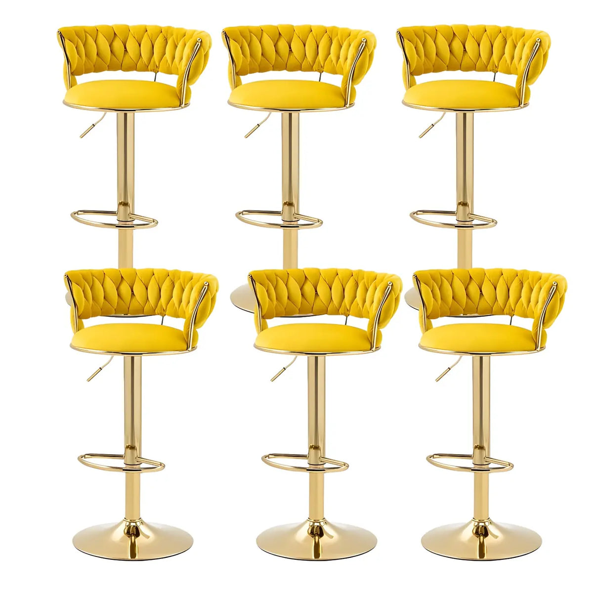 Tabouret de bar réglable pivotant à dossier bas et base dorée