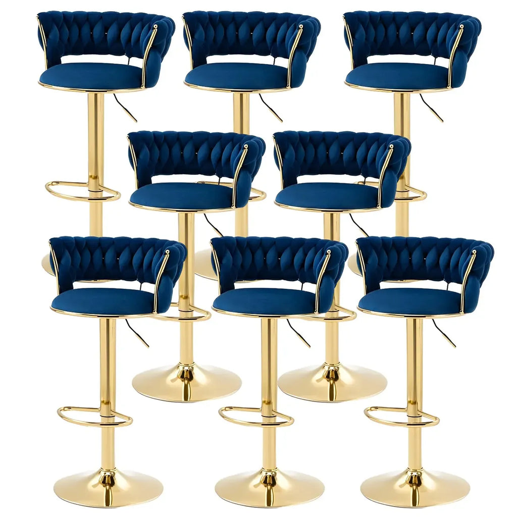 Tabouret de bar réglable pivotant à dossier bas et base dorée