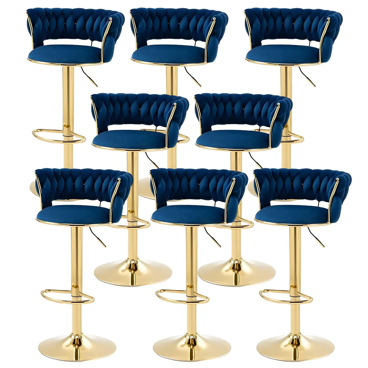 Tabouret de bar réglable pivotant à dossier bas et base dorée