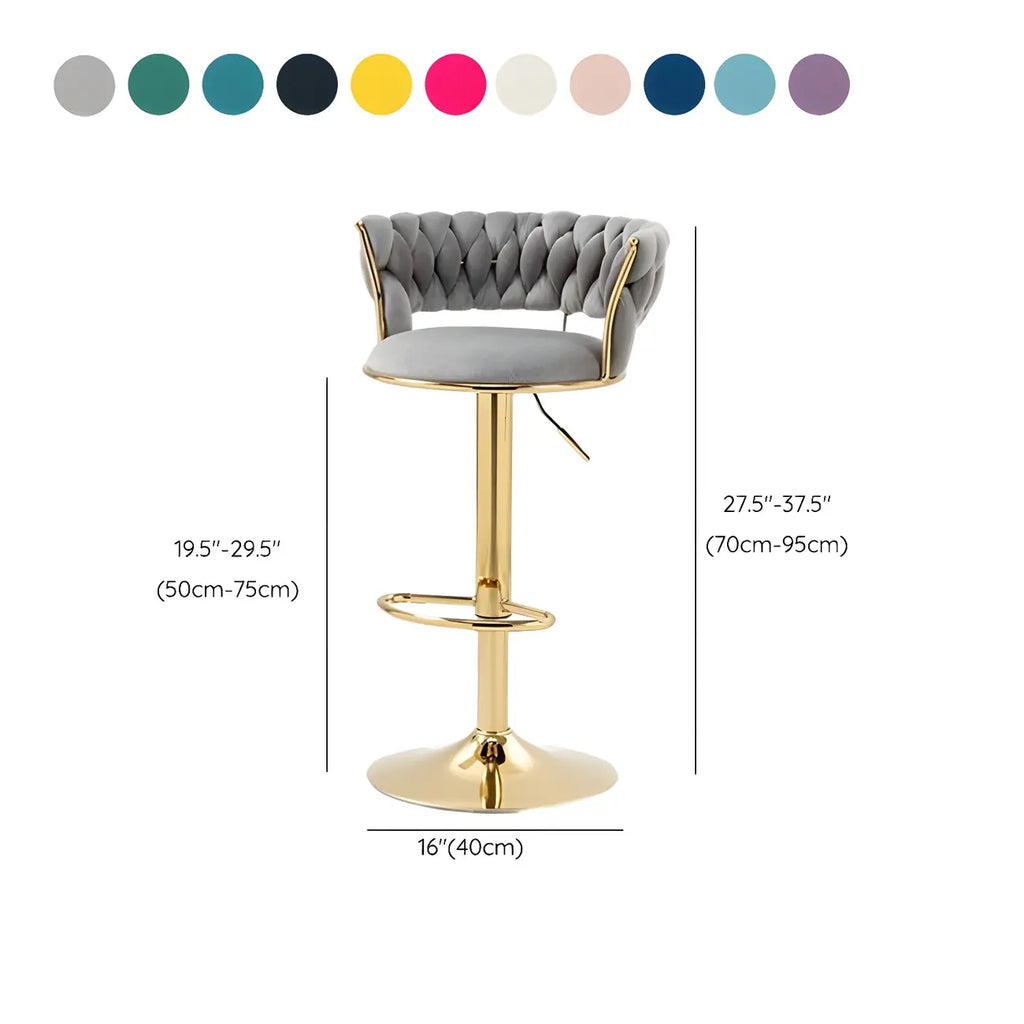 Tabouret de bar réglable pivotant à dossier bas et base dorée