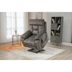 Fauteuil inclinable releveur gris chenille, massage, porte-gobelet escamotable