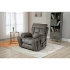 Fauteuil inclinable releveur gris chenille, massage, porte-gobelet escamotable
