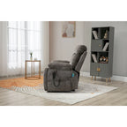 Fauteuil inclinable releveur gris chenille, massage, porte-gobelet escamotable