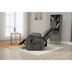 Fauteuil inclinable releveur gris chenille, massage, porte-gobelet escamotable